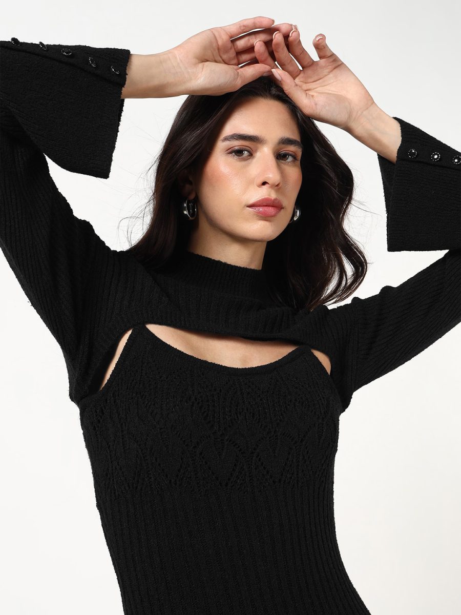 Guess Women's Ribbed Mock Neck Bodycon Dress