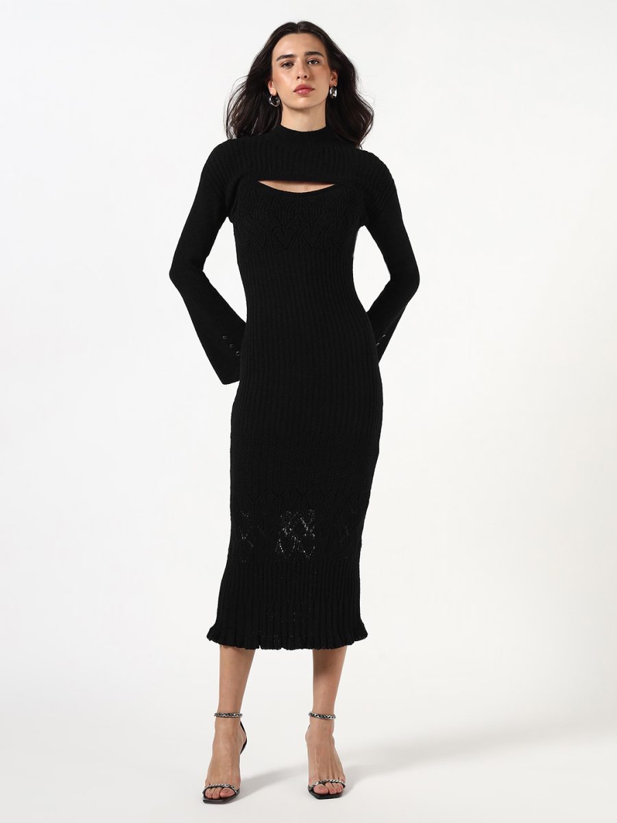 Guess Women's Ribbed Mock Neck Bodycon Dress