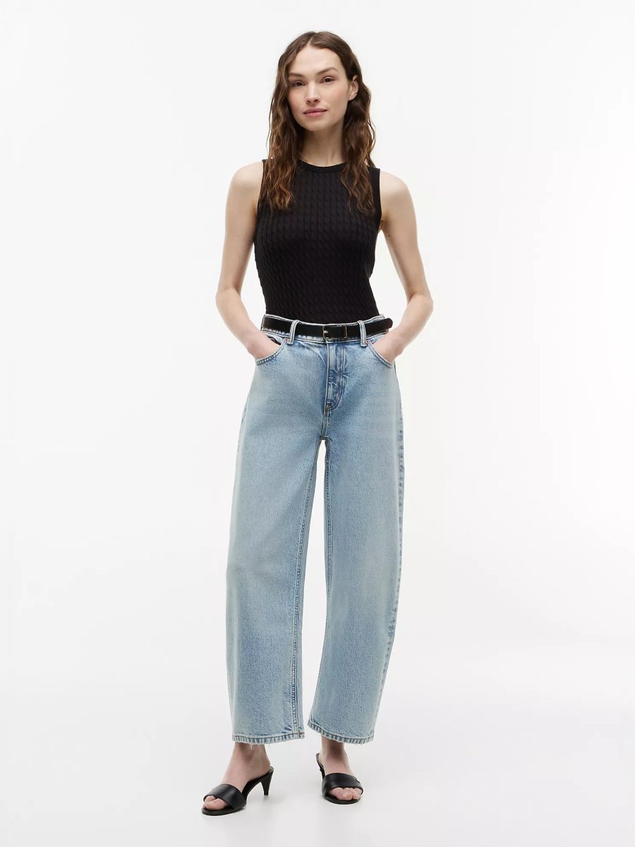Tommy Hilfiger Women's Light Blue Stretch High-Rise Barrel Jeans