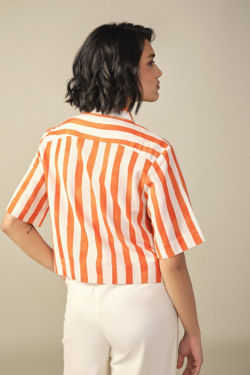Striped Crop Shirt in Orange