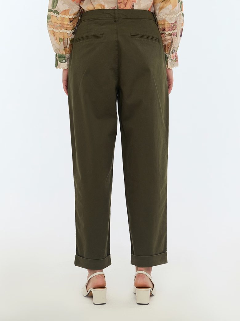 Men's Tailored Olive Green Wool Blend Trousers