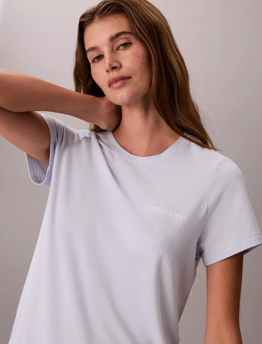 Calvin Klein Viscose Cotton Blend Tee and Shorts Set - Light Blue