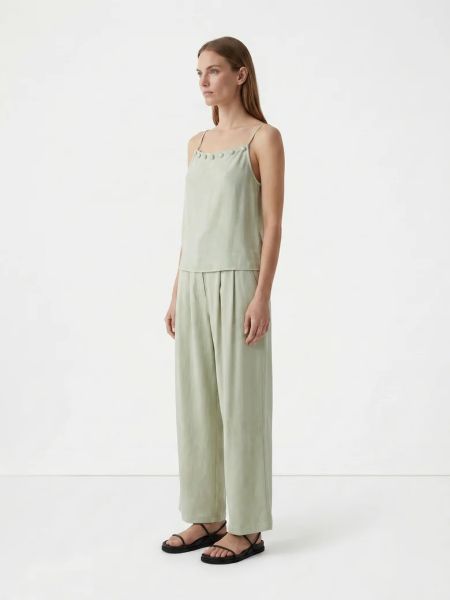 Mint Green Button Detail Camisole & Wide-Leg Pant Set