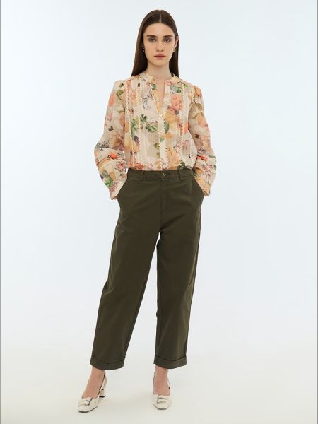Men's Tailored Olive Green Wool Blend Trousers