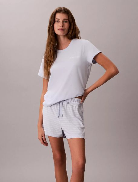 Calvin Klein Viscose Cotton Blend Tee and Shorts Set - Light Blue