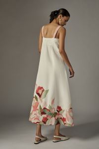 White Colored A-Line Floral Print Dress