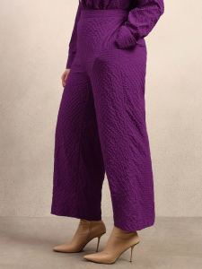 Curve Purple Textured Wide-Leg Pants
