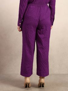 Curve Purple Textured Wide-Leg Pants