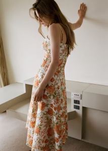 Floral Print Flared Midi Dress