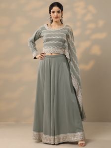 Libas Art Grey Embroidered Georgette Co-Ord Set