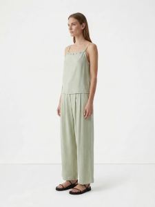 Mint Green Button Detail Camisole & Wide-Leg Pant Set