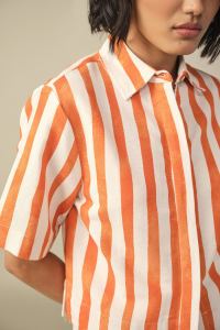 Striped Crop Shirt in Orange