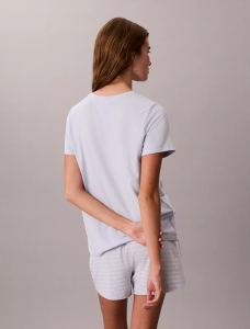 Calvin Klein Viscose Cotton Blend Tee and Shorts Set - Light Blue