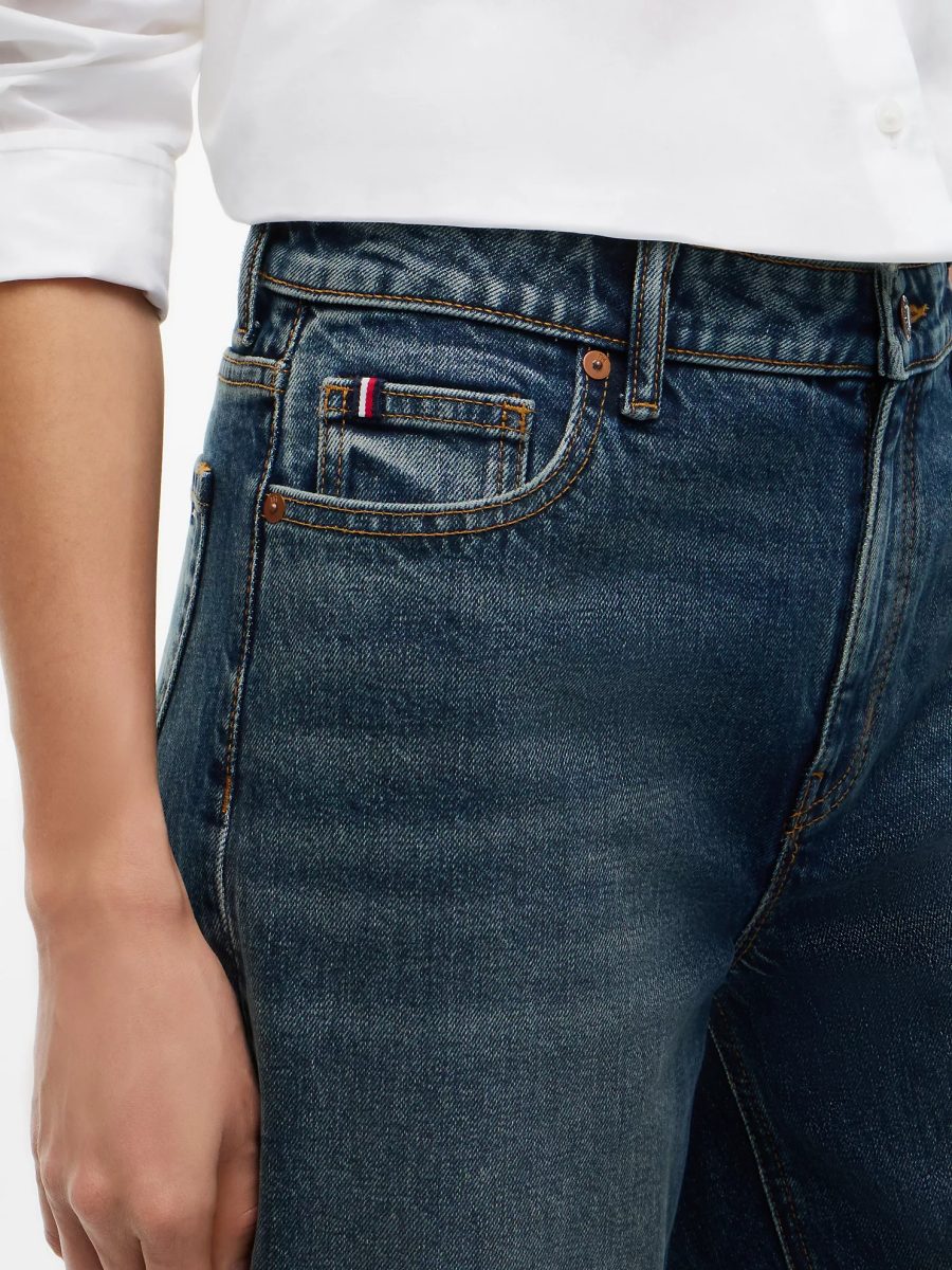 Tommy Hilfiger Women's Dark Blue Stretch High-Rise Barrel Jeans