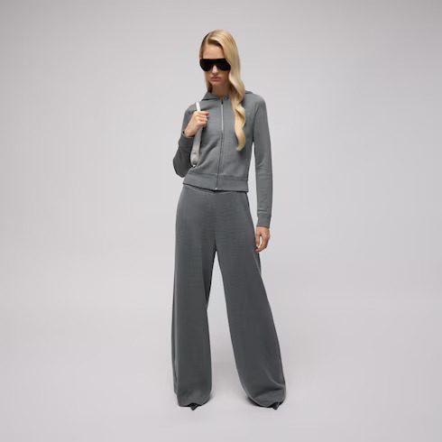 Cotton silk jersey sweatshirt with zip