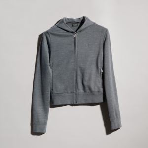Cotton silk jersey sweatshirt with zip