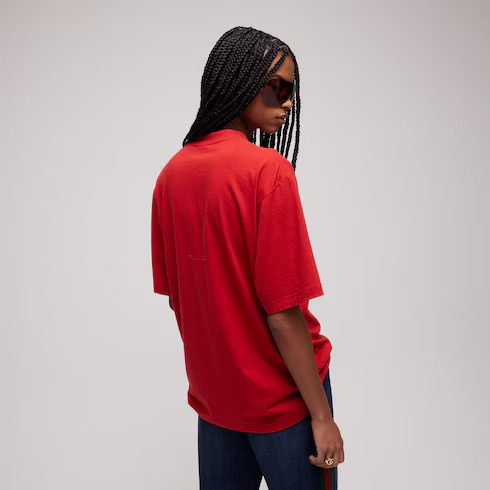 Red Cotton silk jersey T-shirt